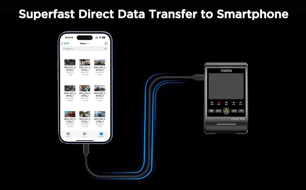 Superfast Direct Data Transfer to Smartphone via Type-C to Type-C Data Cable - Viofo-official