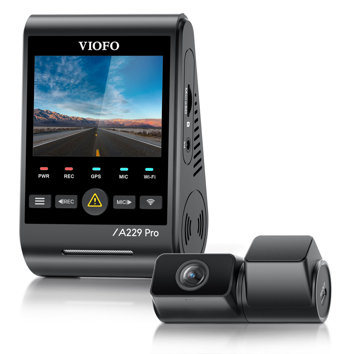 VIOFO A229 Pro Tele 2CH 4K HDR Front+2K HDR Telephoto Camera with 4x Optical Zoom, Dual Sony STARVIS 2 Sensors, Smart Voice Control, Capture Details From a Distance