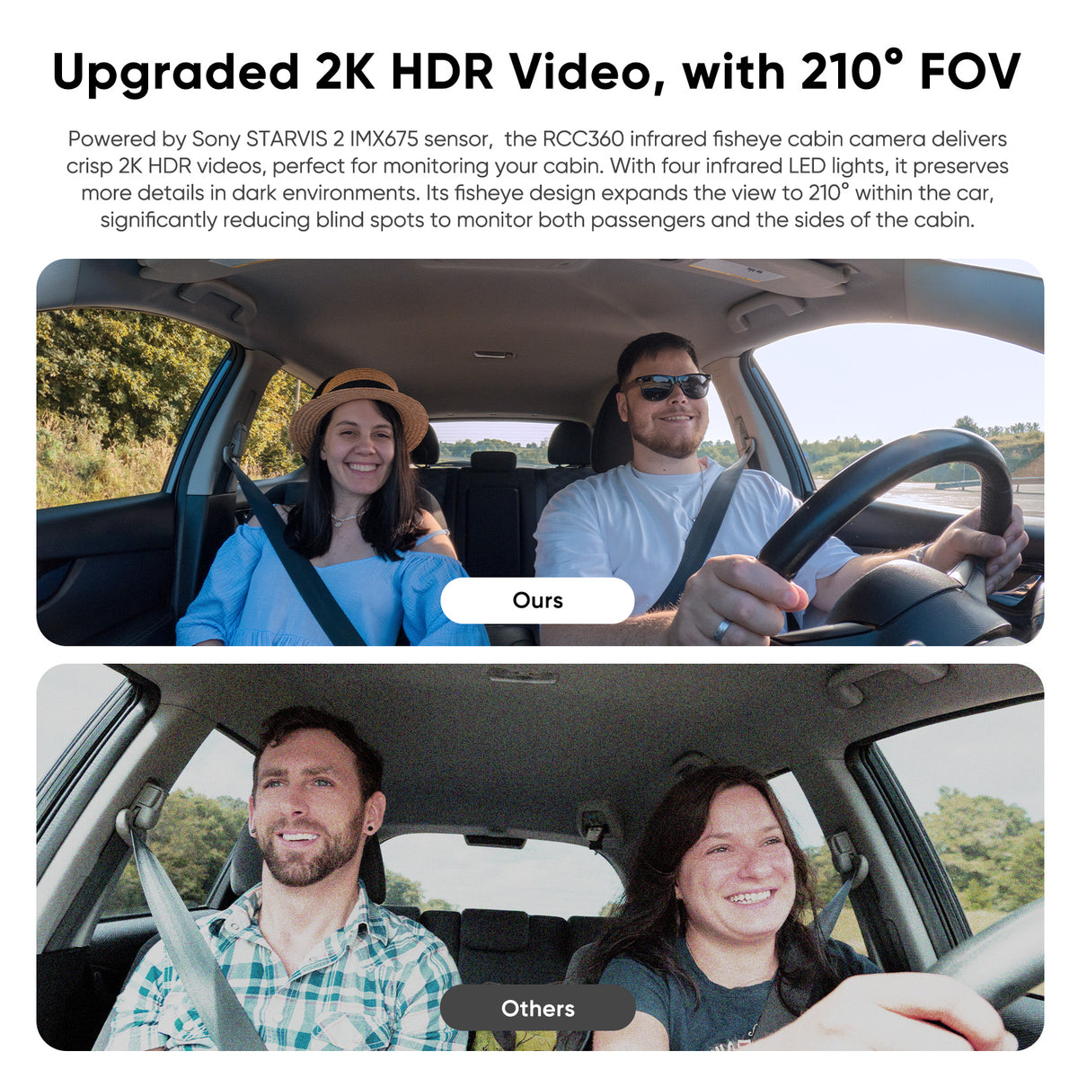 VIOFO RCC360 2K HDR Fisheye Cabin Cam, Super Night Vision Infrared Interior Cam for A329S/A329SW