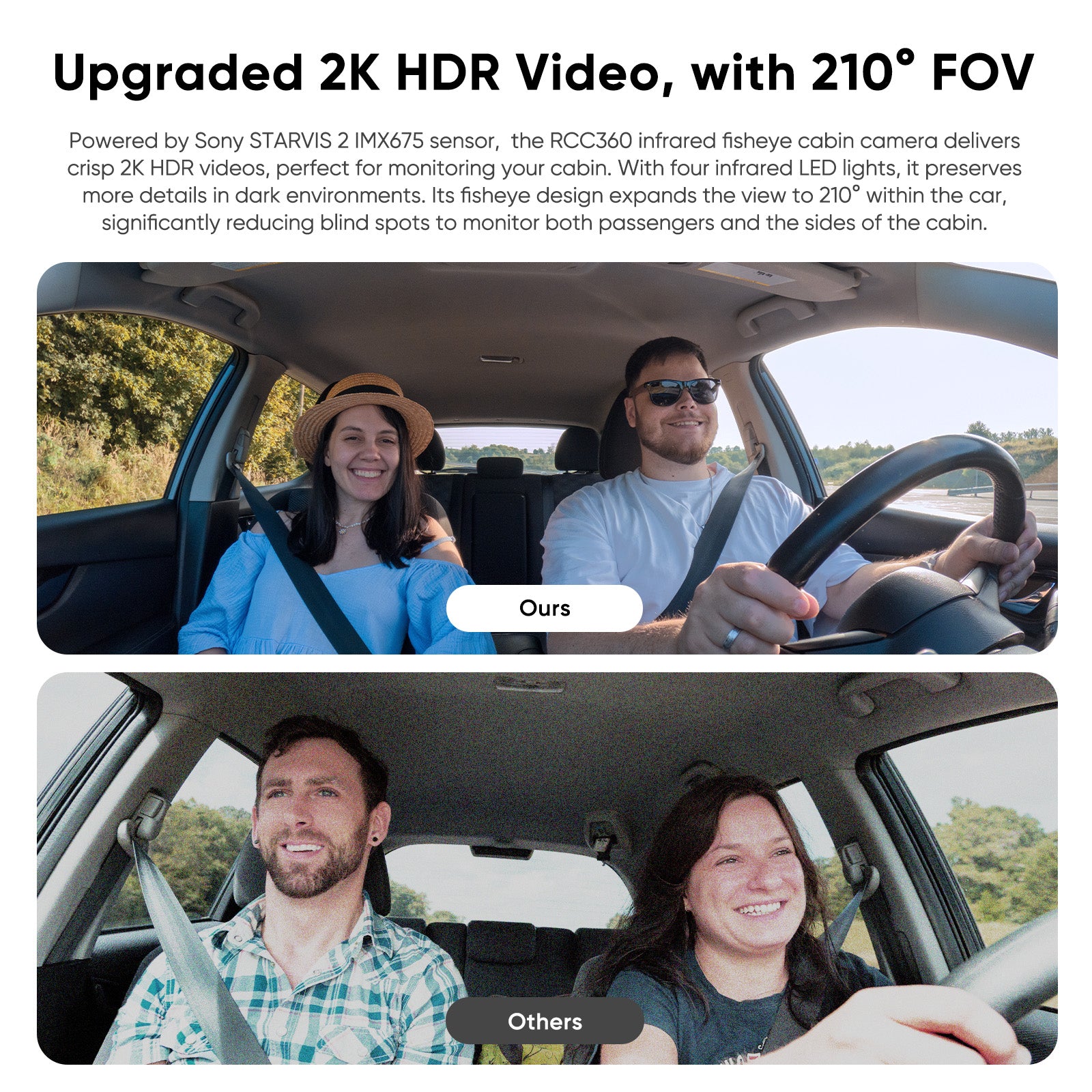 VIOFO RCC360 2K HDR Fisheye Cabin Cam, Super Night Vision Infrared Interior Cam for A329S/A329SW