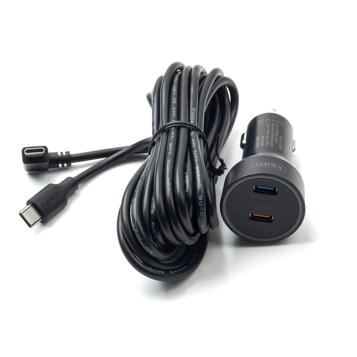 VIOFO D6000 Type-C Dual USB Cigarette Car Charger for A329/A329S/A229 Ultra Dashcam