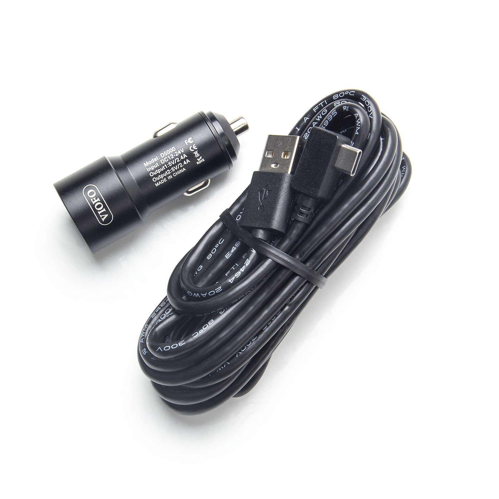 VIOFO VS1 Type-C Dual USB Car Charger with 11.48 ft Power Cable