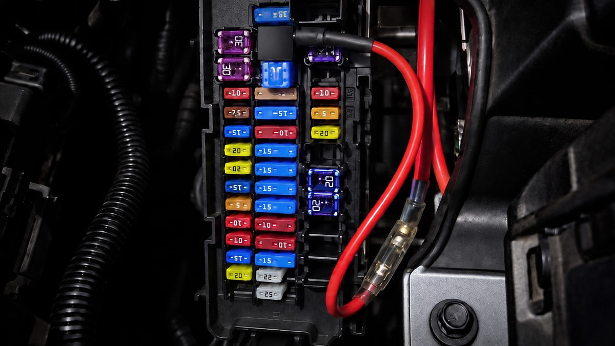 Hardwire cable connected to a vehicle fuse box
