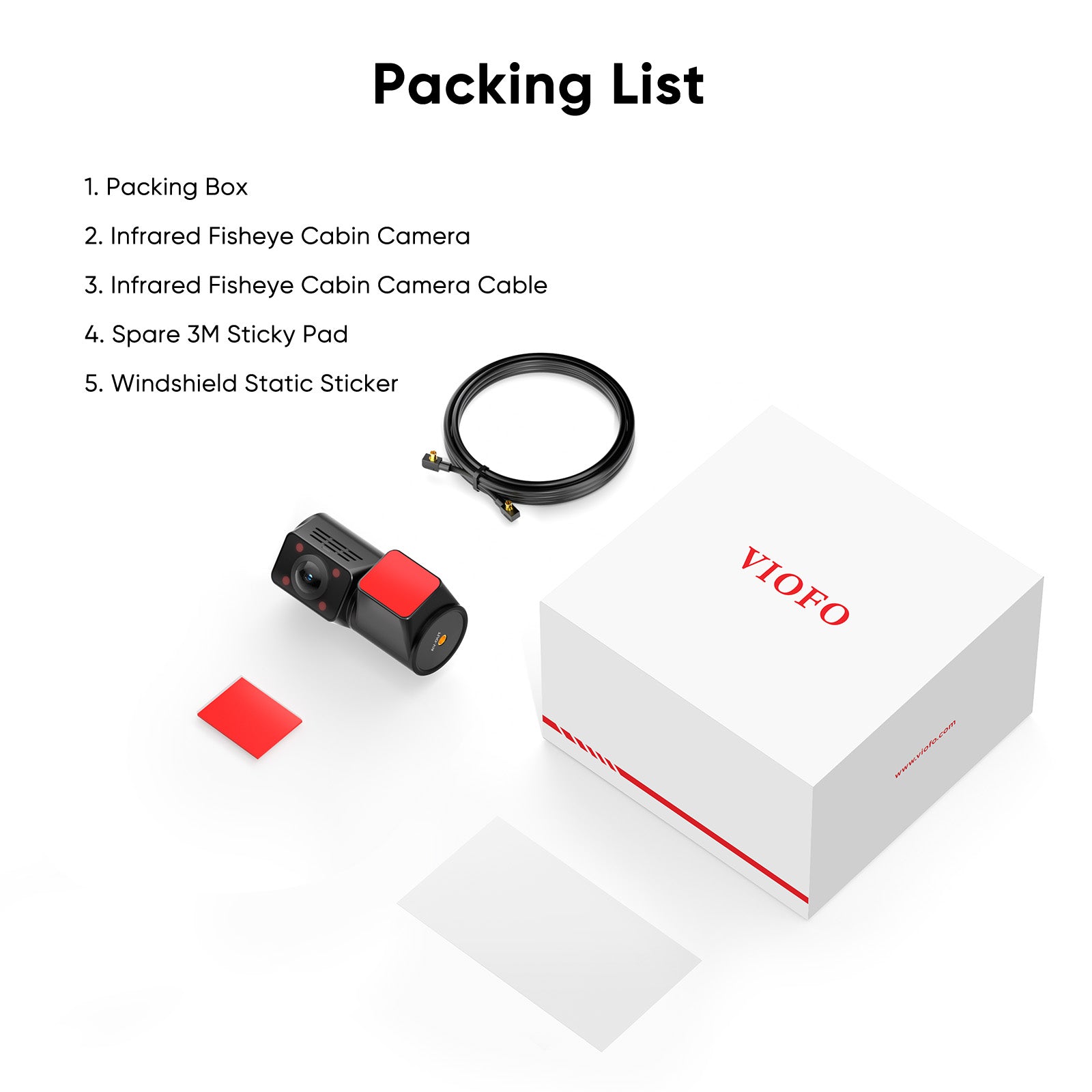 VIOFO RCC360 2K HDR Fisheye Cabin Cam, Super Night Vision Infrared Interior Cam for A329S/A329SW