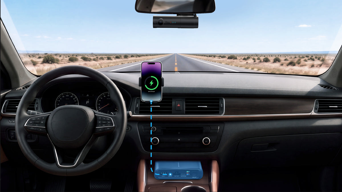 Phone charging on the dashboard mount from a BP60 in the centre console
