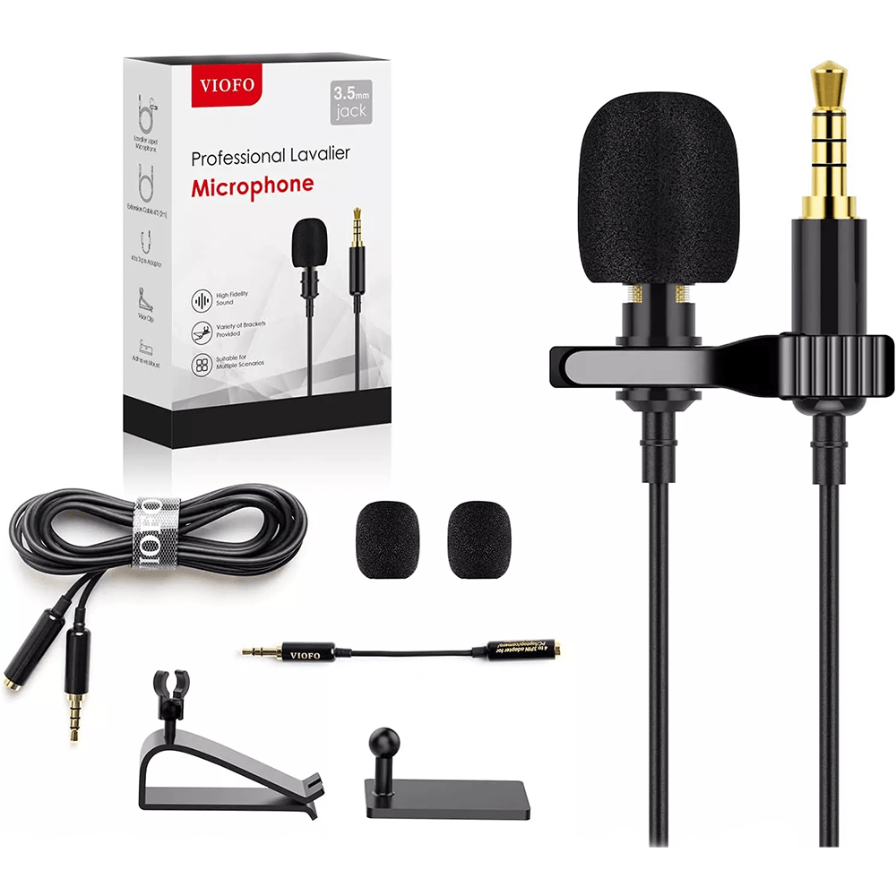 Universal Professional Lavalier Microphone Omnidirectional Mic for Smartphone, PC, Laptop, Camera, DSLR, Audio Recorder - Viofo - official