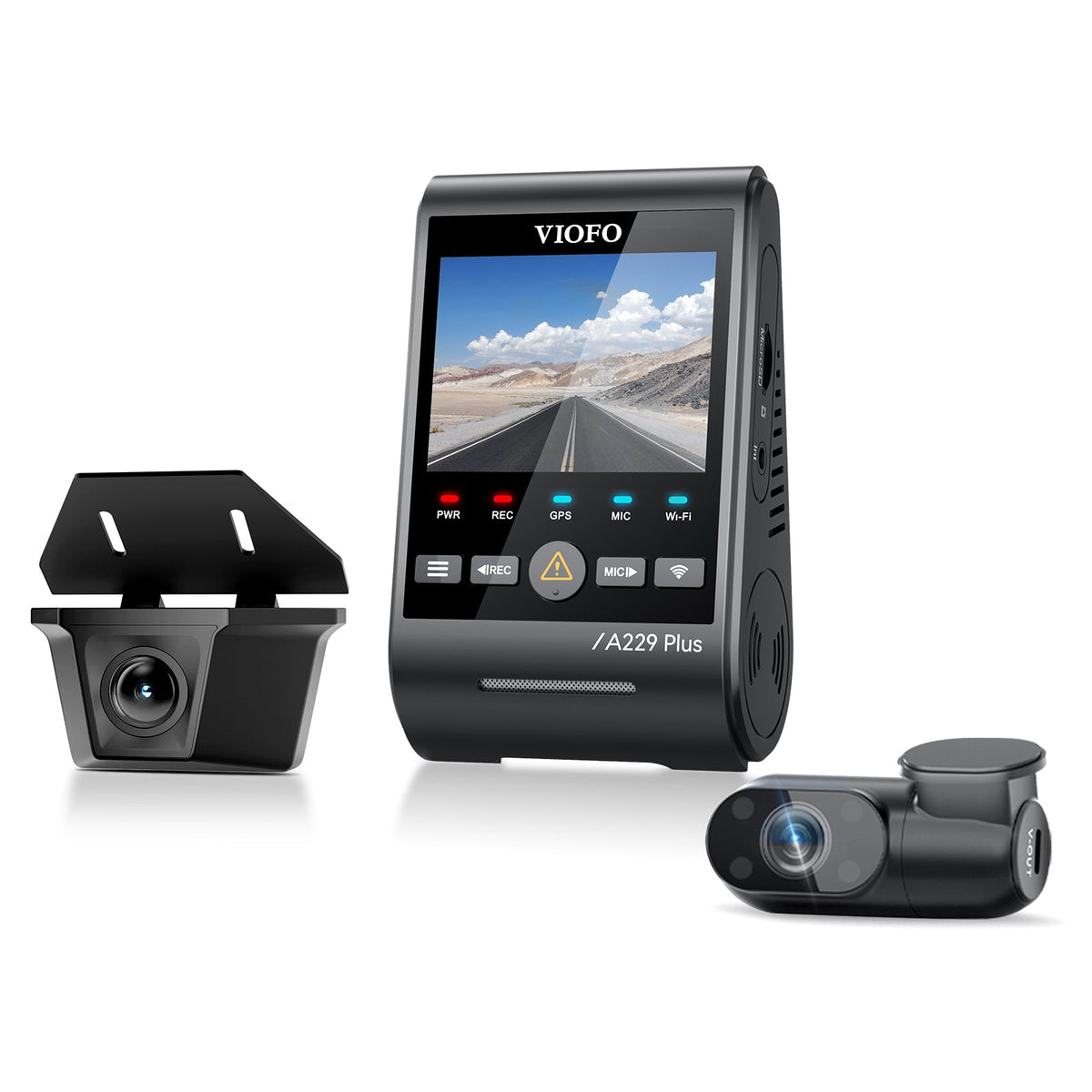 VIOFO A229 Plus - W 3CH 2K Front+2K Waterproof Rear+1080P Infrared Cabin Camera with Sony STARVIS Sensor, 3 - Channel HDR to Capture Both Inside and Outside - Viofo - official
