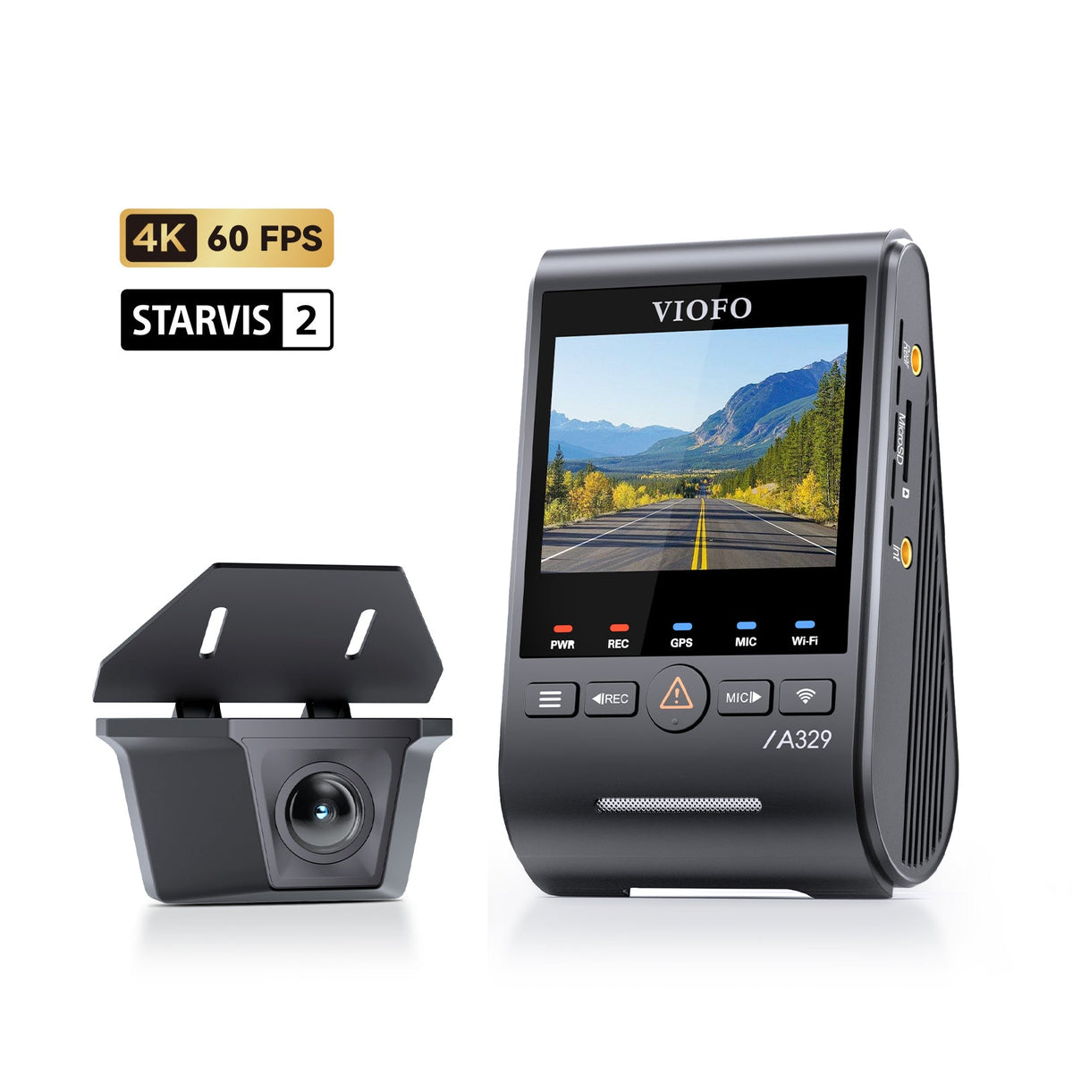 VIOFO A329SW 2CH 4K 60FPS+2K Waterproof Rear Camera with Sony STARVIS 2 Sensor HDR, Support SSD Storage, Cables in Various Lengths for Flexible Installation - Viofo - official