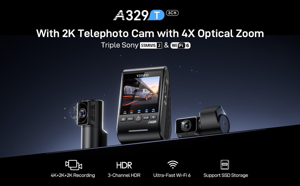 Meet VIOFO A329T 3CH with 2K Telephoto Cam with 4X Optical Zoom—Every Detail Captured Effortlessly Even from a Distance - Viofo-official