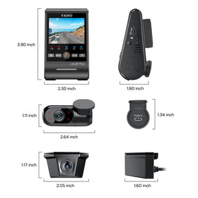 VIOFO A229 Plus-W 3CH 2K Front+2K Waterproof Rear+1080P Infrared Cabin Camera with Sony STARVIS Sensor, 3-Channel HDR to Capture Both Inside and Outside