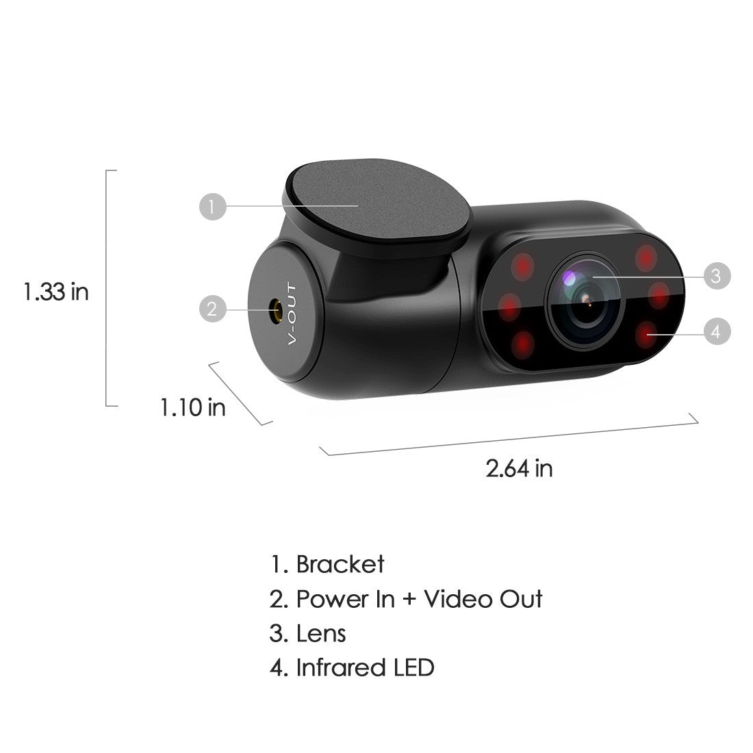 A139/A139 PRO Infrared Interior Camera Replacement with Cord and Adhesive Sticker