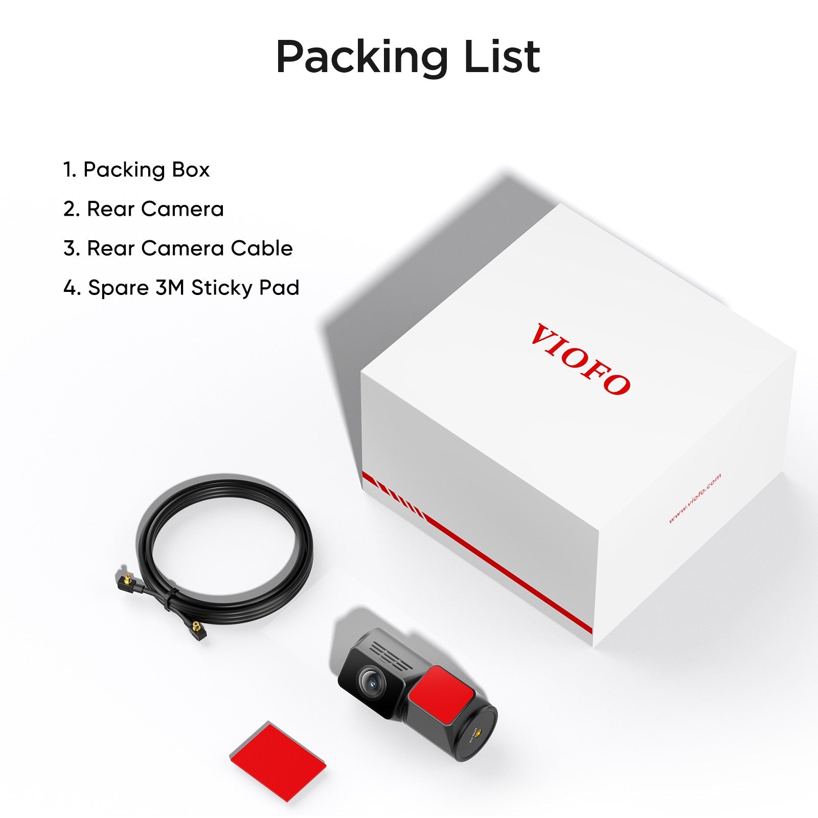 2K HDR Rear Camera with 6M Cable and Adhesive Sticker for VIOFO A329/A329S/A329T Series - Viofo - official