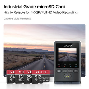 VIOFO 32GB Industrial Grade microSD Card, U3 A2 V30 High Speed Memory Card with Adapter, Support Ultra HD 4K Video Recording