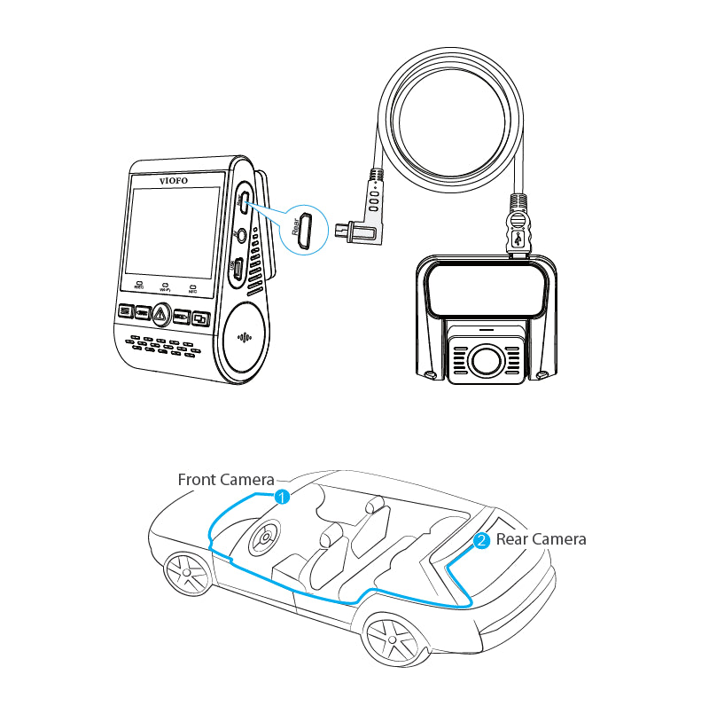 VIOFO A129 Series Rear Cable for Dual Channel Models