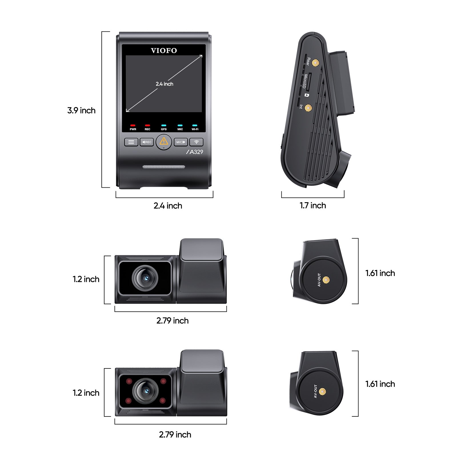 VIOFO A329S 3CH First 4K Front+2K Wide 210° FOV Fisheye Cabin+2K Rear Dash Cam with STARVIS 2 Sensor 3-Channel HDR, Support SSD Storage