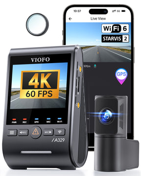 VIOFO A329S 2CH 4K 60FPS+2K HDR Dash Cam with Sony STARVIS 2 Sensor, Built-in Wi-Fi 6 and GPS, Support SSD Storage, Low Power Impact Detection, Hybrid Parking Recording