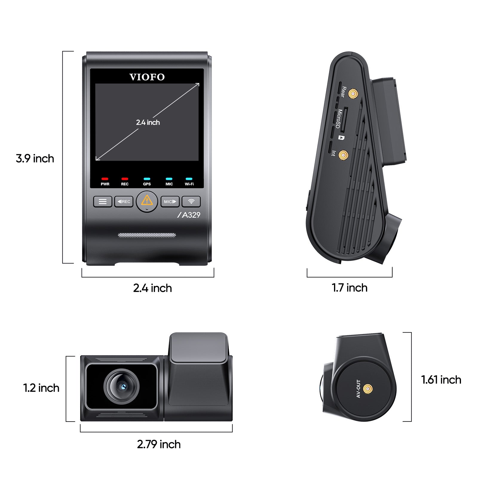 VIOFO A329S 2CH 4K 60FPS+2K HDR Dash Cam with Sony STARVIS 2 Sensor, Built-in Wi-Fi 6 and GPS, Support SSD Storage, Low Power Impact Detection, Hybrid Parking Recording