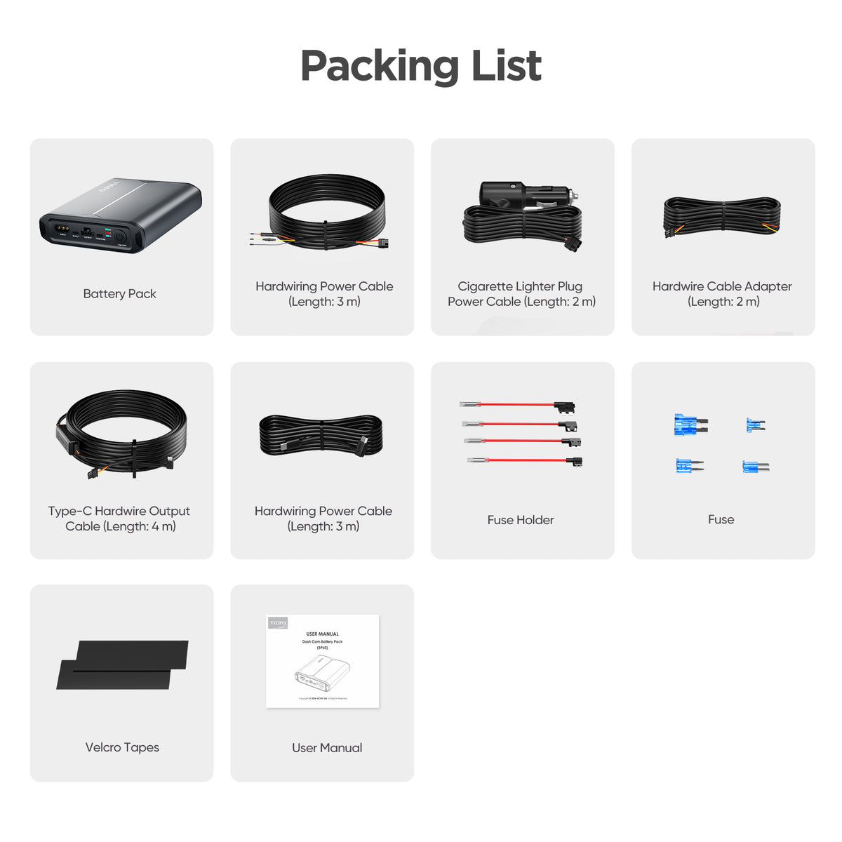 VIOFO BP60 5000mAh Compact Dash Cam Battery Pack for Parking Mode, 45-Min Fast Charging, Built-in Bluetooth