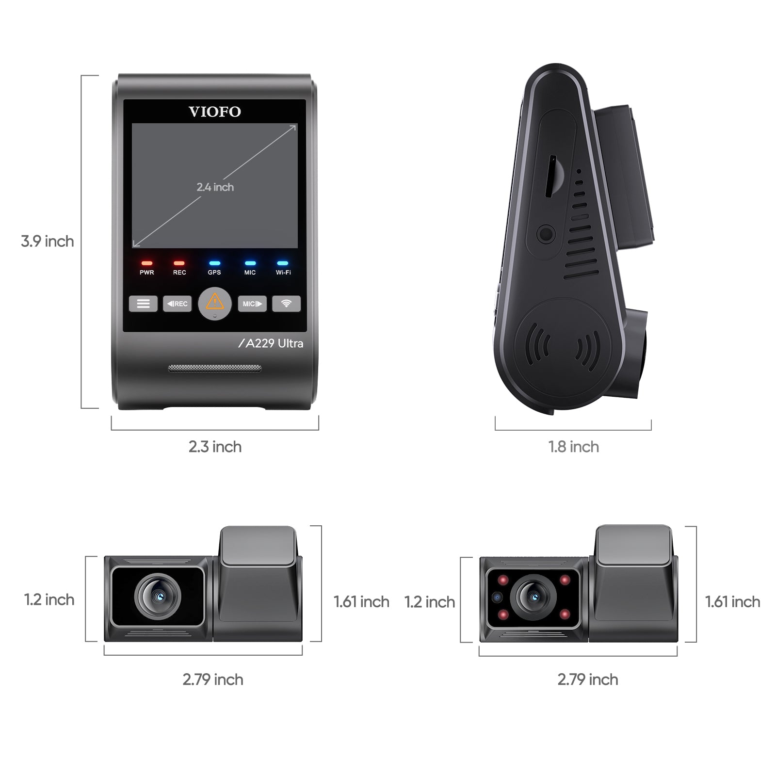 VIOFO A229 Ultra 3CH 4K Front+4K Rear+1080P Fisheye Cabin Dashcam with Triple Sony STARVIS 2 Sensors, 3-Channel HDR, Ultra Fast 5GHz Wi-Fi & Precise GPS, Smart Voice Control