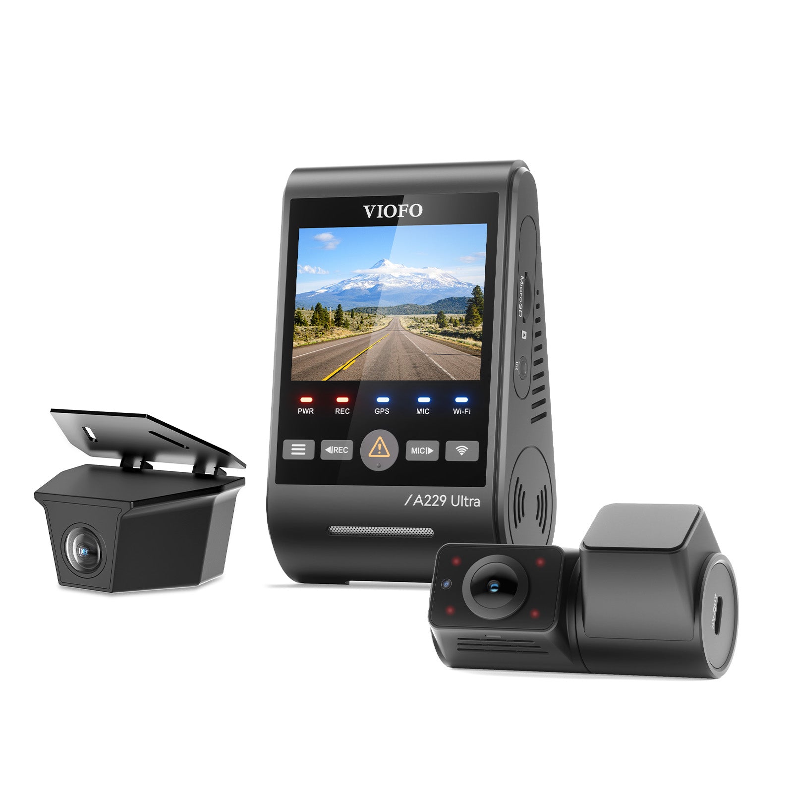 VIOFO A229 Ultra-W 3CH 4K Front+4K Waterproof Rear Camera+1080P Fisheye Cabin Camera with Triple Sony STARVIS 2 Sensors, 3-Channel HDR, Ultra Fast 5GHz Wi-Fi & Precise GPS