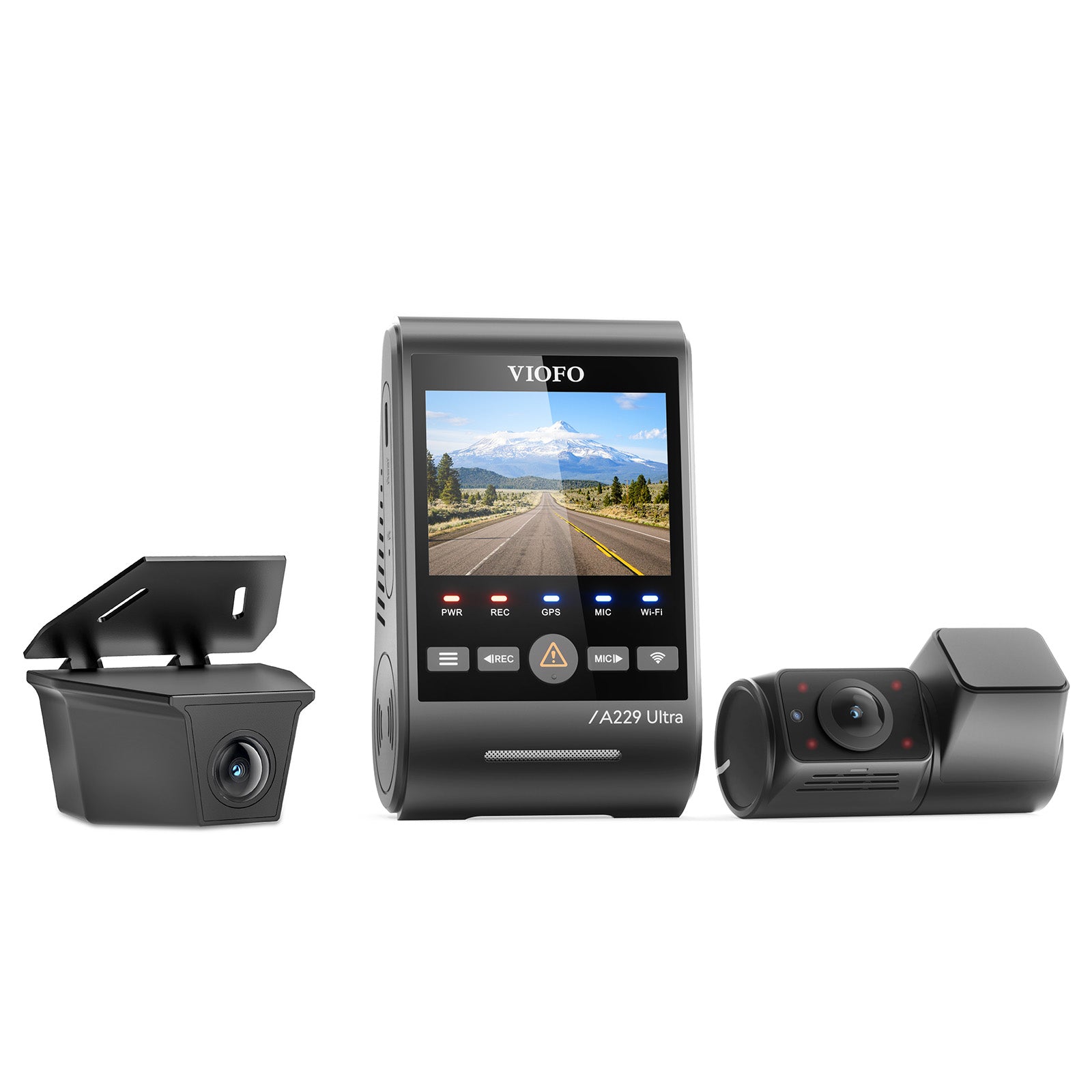 VIOFO A229 Ultra-W 3CH 4K Front+4K Waterproof Rear Camera+1080P Fisheye Cabin Camera with Triple Sony STARVIS 2 Sensors, 3-Channel HDR, Ultra Fast 5GHz Wi-Fi & Precise GPS