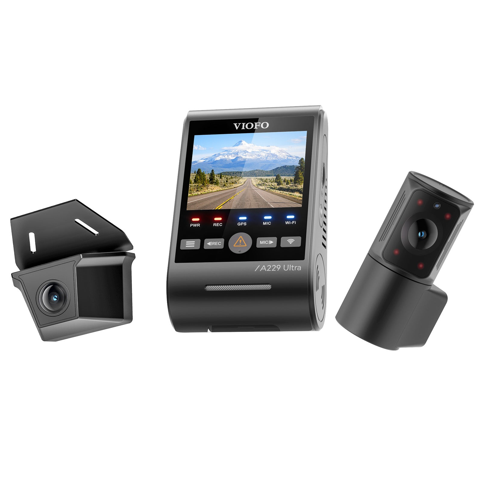 VIOFO A229 Ultra-W 3CH 4K Front+4K Waterproof Rear Camera+1080P Fisheye Cabin Camera with Triple Sony STARVIS 2 Sensors, 3-Channel HDR, Ultra Fast 5GHz Wi-Fi & Precise GPS