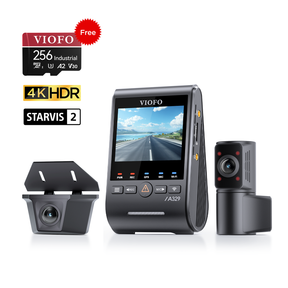 VIOFO A329SW 3CH 4K Front+2K Waterproof Rear+2K Fisheye Cabin with Sony STARVIS 2 Sensor HDR, Flexible Installation to Capture Both Inside and Outside