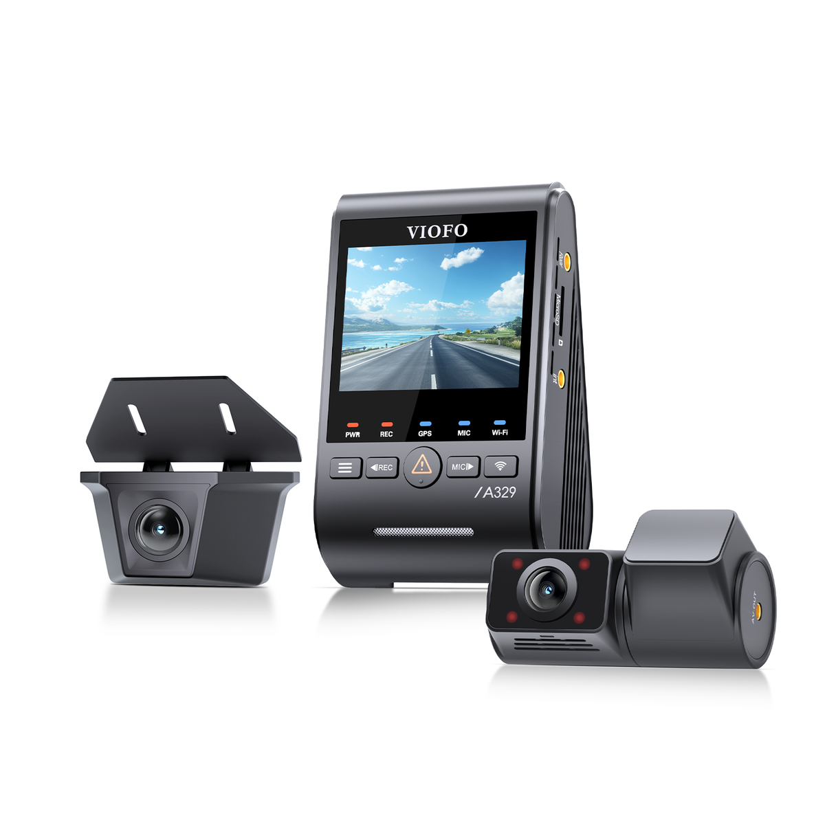 VIOFO A329SW 3CH 4K Front+2K Waterproof Rear+2K Fisheye Cabin with Sony STARVIS 2 Sensor HDR, Flexible Installation to Capture Both Inside and Outside
