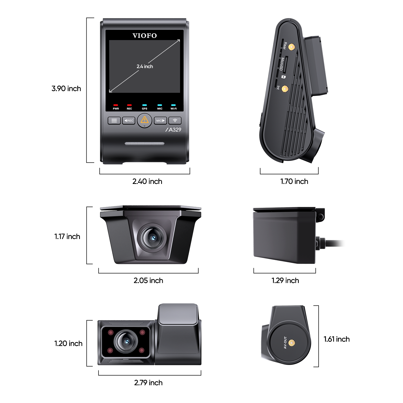 VIOFO A329SW 3CH 4K Front+2K Waterproof Rear+2K Fisheye Cabin with Sony STARVIS 2 Sensor HDR, Flexible Installation to Capture Both Inside and Outside