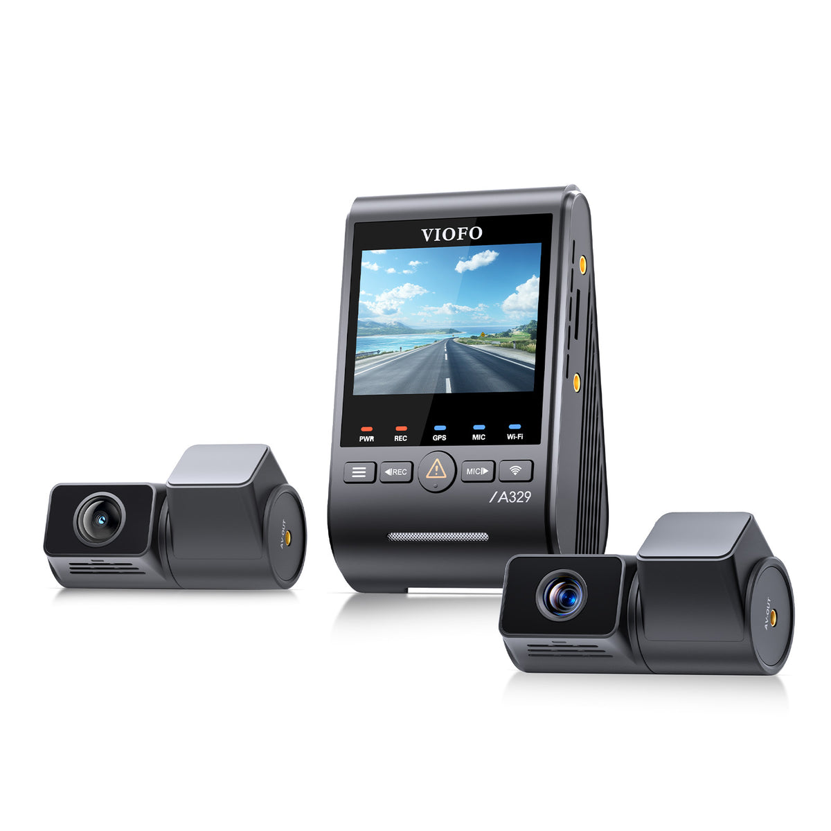 VIOFO A329T 3CH 4K Front+2K Telephoto Camera+2K Rear Camera, Sony STARVIS 2 Sensor HDR, Support SSD Storage, Multiplex Video, Low Power Impact Detection, Hybrid Parking Recording