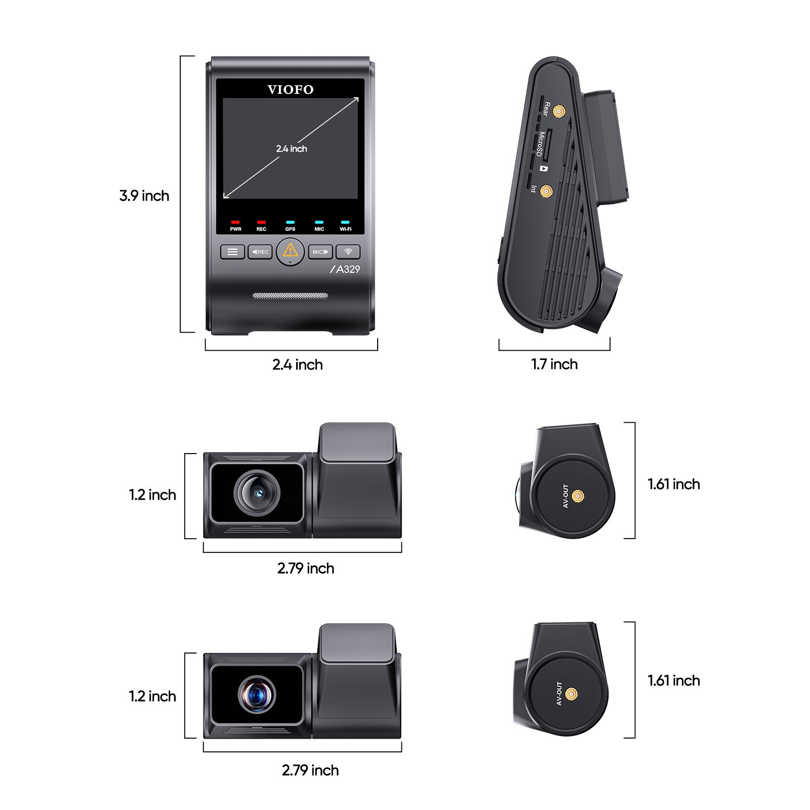 VIOFO A329T 3CH 4K Front+2K Telephoto Camera+2K Rear Camera, Sony STARVIS 2 Sensor HDR, Support SSD Storage, Multiplex Video, Low Power Impact Detection, Hybrid Parking Recording
