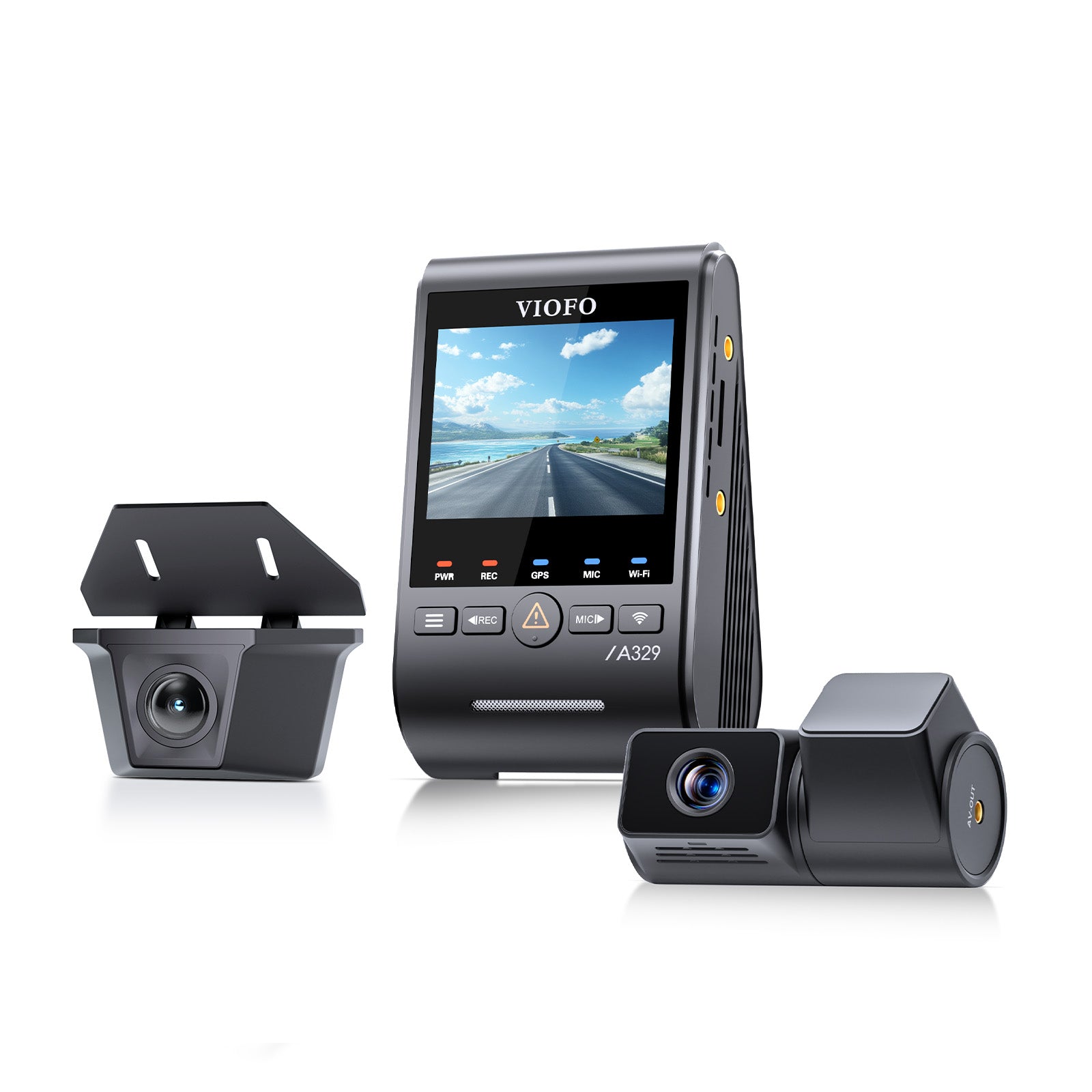 VIOFO A329TW 3CH 4K Front+2K Telephoto Camera+2K Waterproof Camera, Sony STARVIS 2 Sensor HDR, Support SSD Storage, Low Power Impact Detection, Hybrid Parking Recording