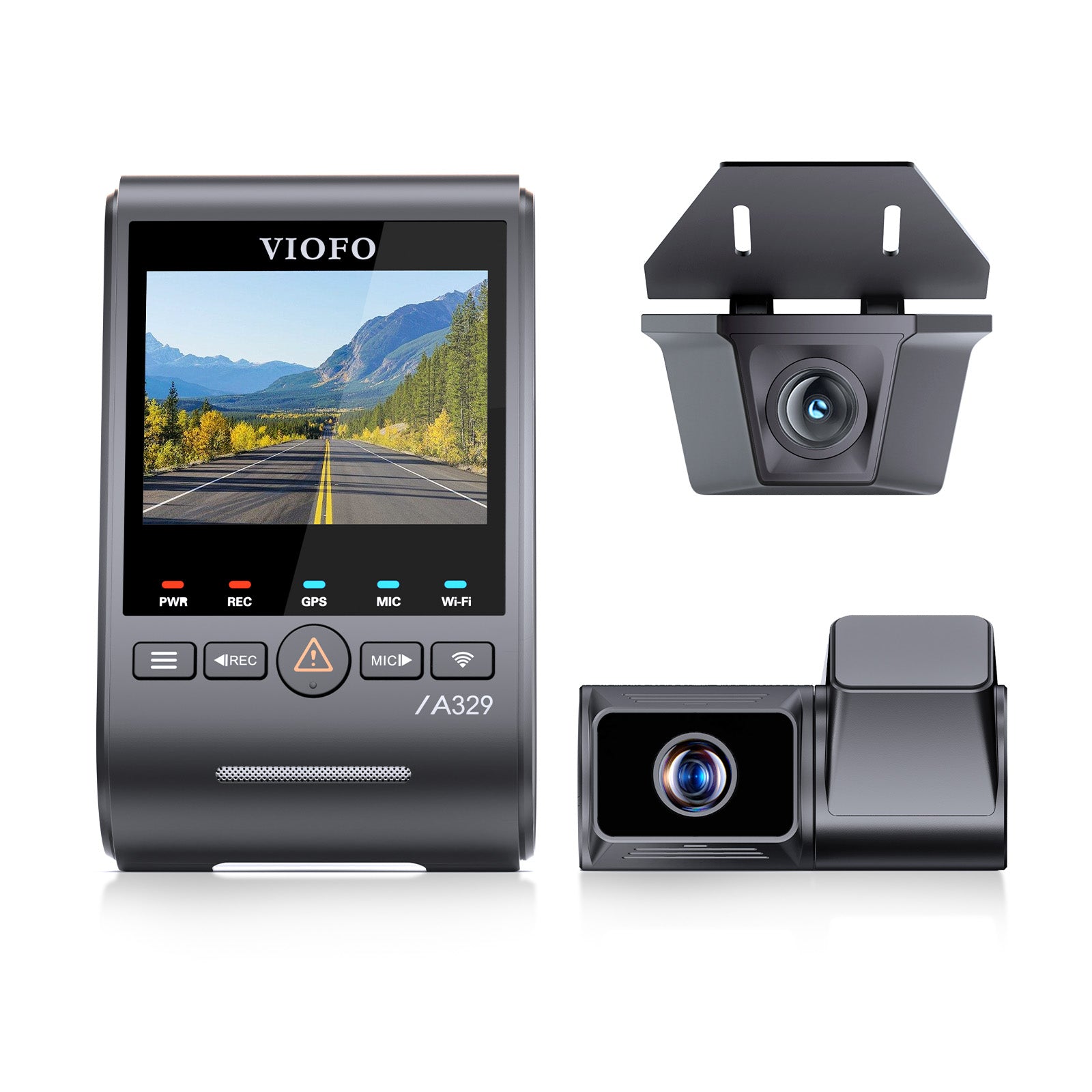 VIOFO A329TW 3CH 4K Front+2K Telephoto Camera+2K Waterproof Camera, Sony STARVIS 2 Sensor HDR, Support SSD Storage, Low Power Impact Detection, Hybrid Parking Recording