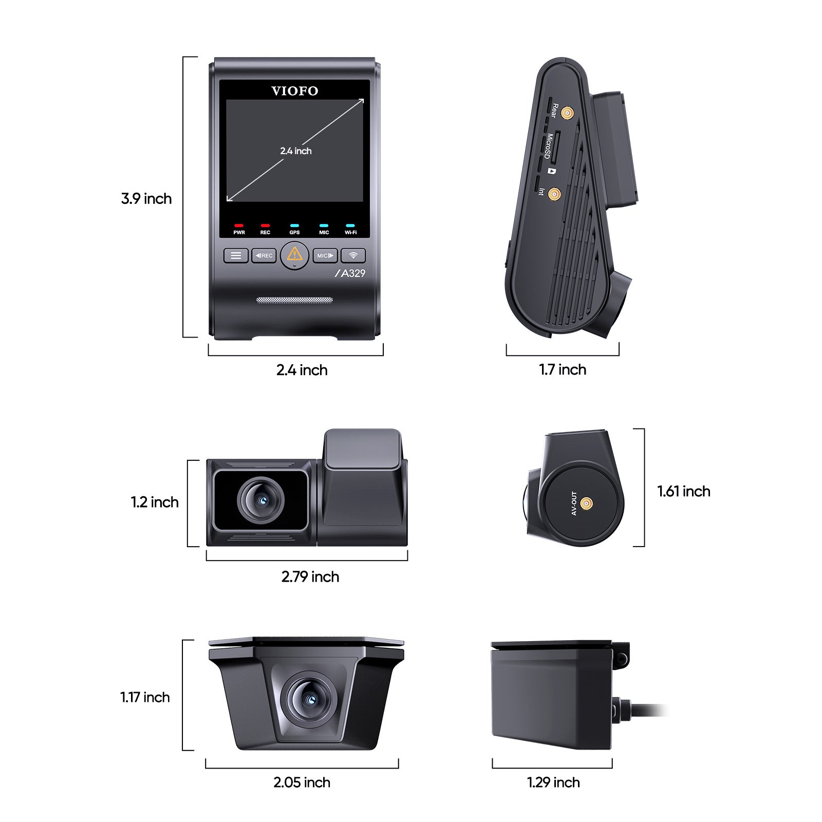VIOFO A329TW 3CH 4K Front+2K Telephoto Camera+2K Waterproof Camera, Sony STARVIS 2 Sensor HDR, Support SSD Storage, Low Power Impact Detection, Hybrid Parking Recording