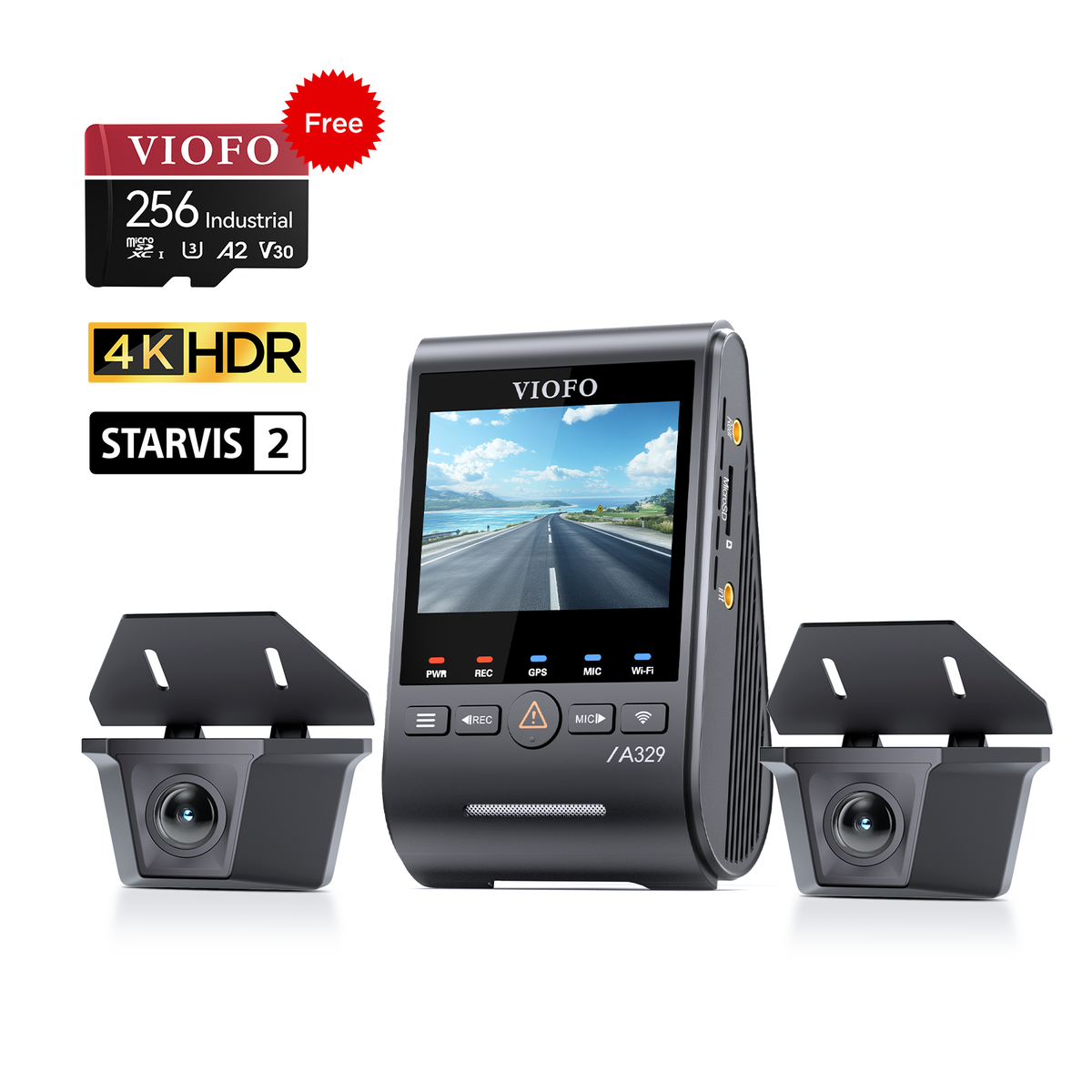 VIOFO A329WW 3CH 4K Front+Dual 2K HDR Waterproof Rear Cameras with Sony STARVIS 2 Sensor, Tailored for Heavy-Duty Trucks and Trailers