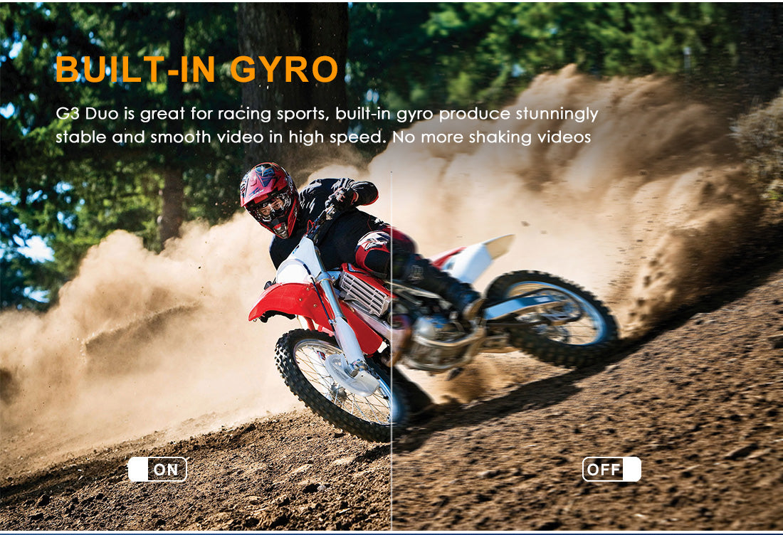 GitUp G3 Duo Action Camera 2160P 12MP Touch Screen Wi-Fi 170° Sports Cam with EIS 30m Waterproof Video Camcorder Support Remote Control and GPS Logger