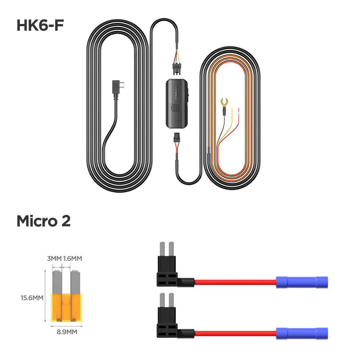 VIOFO Type-C HK6-F ACC Hardwire Kit for T330/T340 Series, Supports Hybrid Parking Mode, Automatic Voltage Display, Low Power Consumption