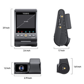 VIOFO A329T 2CH 4K 60FPS+2K Telephoto Camera with 4xOptical Zoom and Sony STARVIS 2 Sensor HDR, Support SSD Storage, Multiplex Video, Low Power Impact Detection, Hybrid Parking Recording