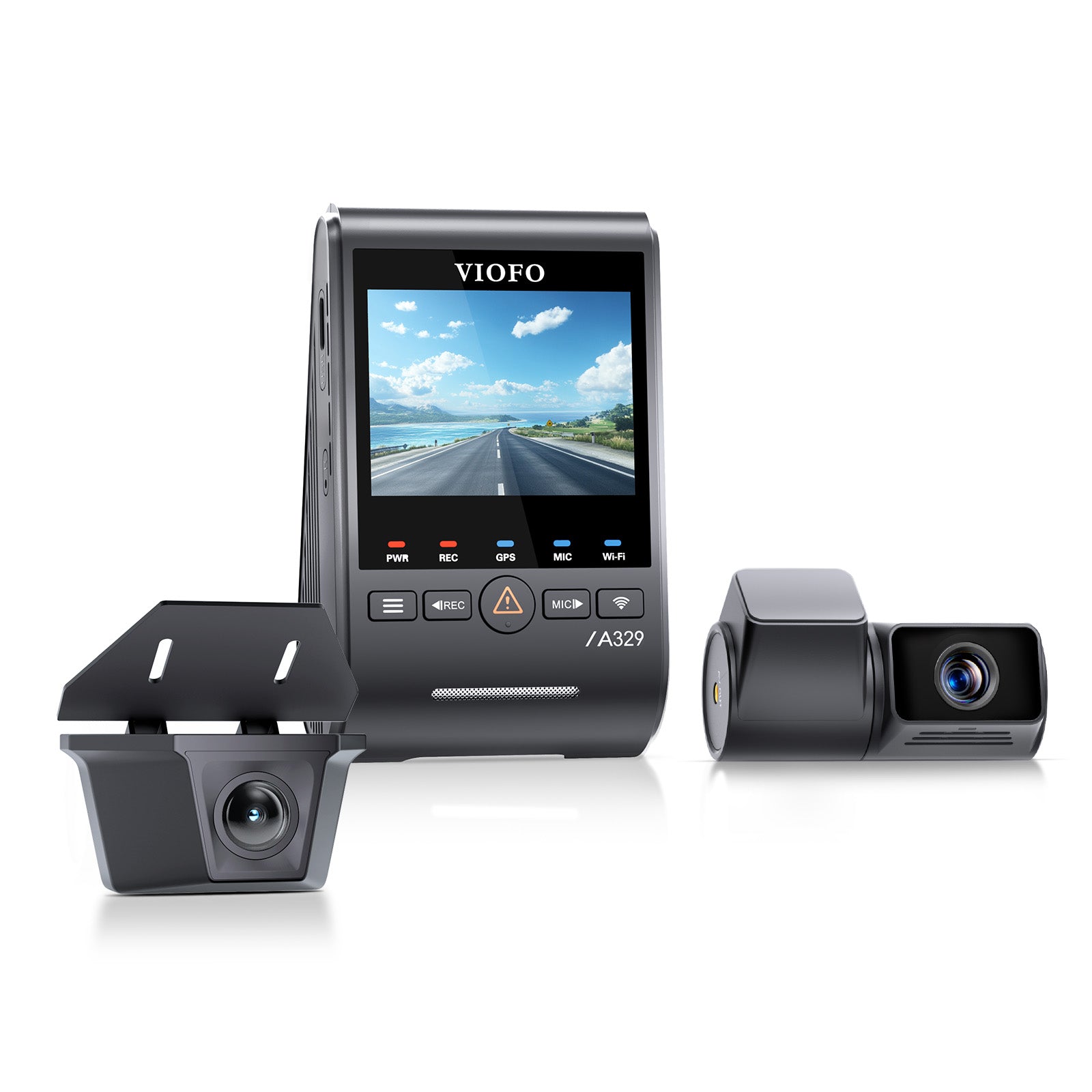 VIOFO A329TW 3CH 4K Front+2K Telephoto Camera+2K Waterproof Camera, Sony STARVIS 2 Sensor HDR, Support SSD Storage, Low Power Impact Detection, Hybrid Parking Recording