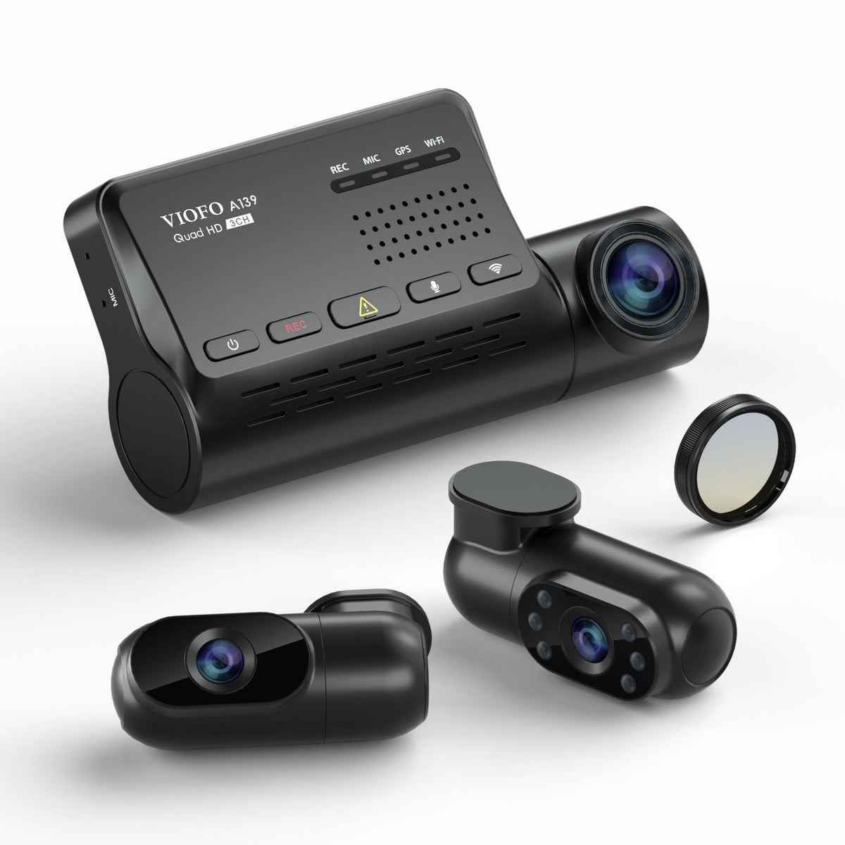 4K HDRドライブレコーダーVIOFO A139Pro 3CH & HK3-C A139 3CH 3 Channel Dash Cam Front 2K 1440P + Interior 1080P + Rear 108