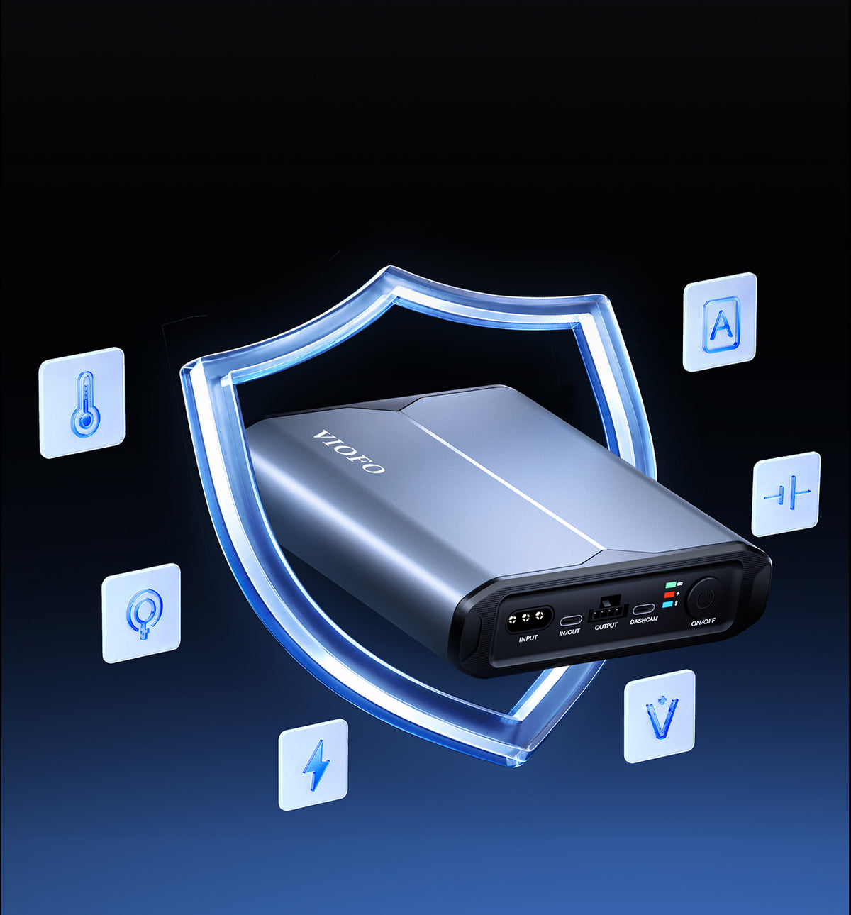 BP60 inside a glowing shield surrounded by protection icons