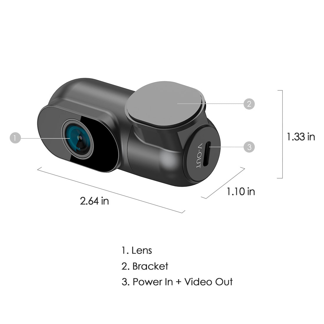 T130 Rear Camera Replacement with 6M Cable and Adhesive Sticker - Viofo - official