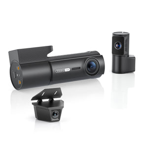 VIOFO T340TW 4CH front camera with IR cabin lens, telephoto and waterproof rear cameras, seen from the port side
