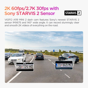 VIOFO A119 MINI 2 dash camera with Sony STARVIS 2 IMX675 sensor for clear and smooth 2K videos
