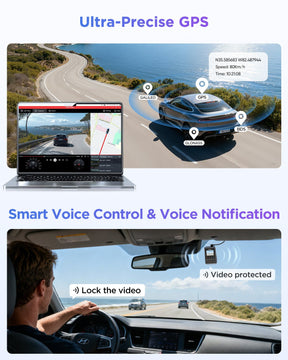 VIOFO A119M Pro dash camera including Smart Voice Control and Voice Notification for timely commands and built-in GPS for recording time, speed and route data on videos