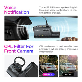 VIOFO A139 PRO 1CH First 4K HDR with Sony STARVIS 2 Sensor Front Built - in 5GHz Wi - Fi and GPS Logger Dashcam - Viofo - official