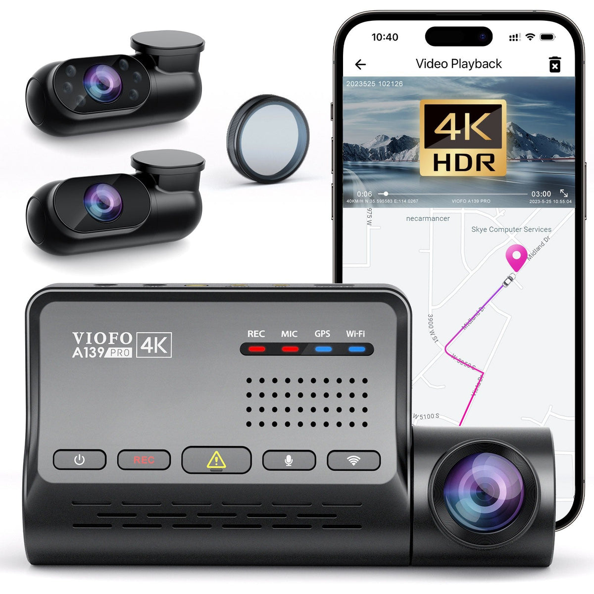 4K HDRドライブレコーダーVIOFO A139Pro 3CH & HK3-C VIOFO 4K HDR Dash Cam Front+Interior+Rear A139 PRO 3CH , STARVIS 2