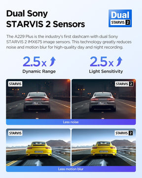 VIOFO A229 Plus 2CH Front and Rear 2K+2K HDR 5GHz Wi - Fi GPS Voice Control Dual Dash Camera with Sony STARVIS 2 Sensor - Viofo - official