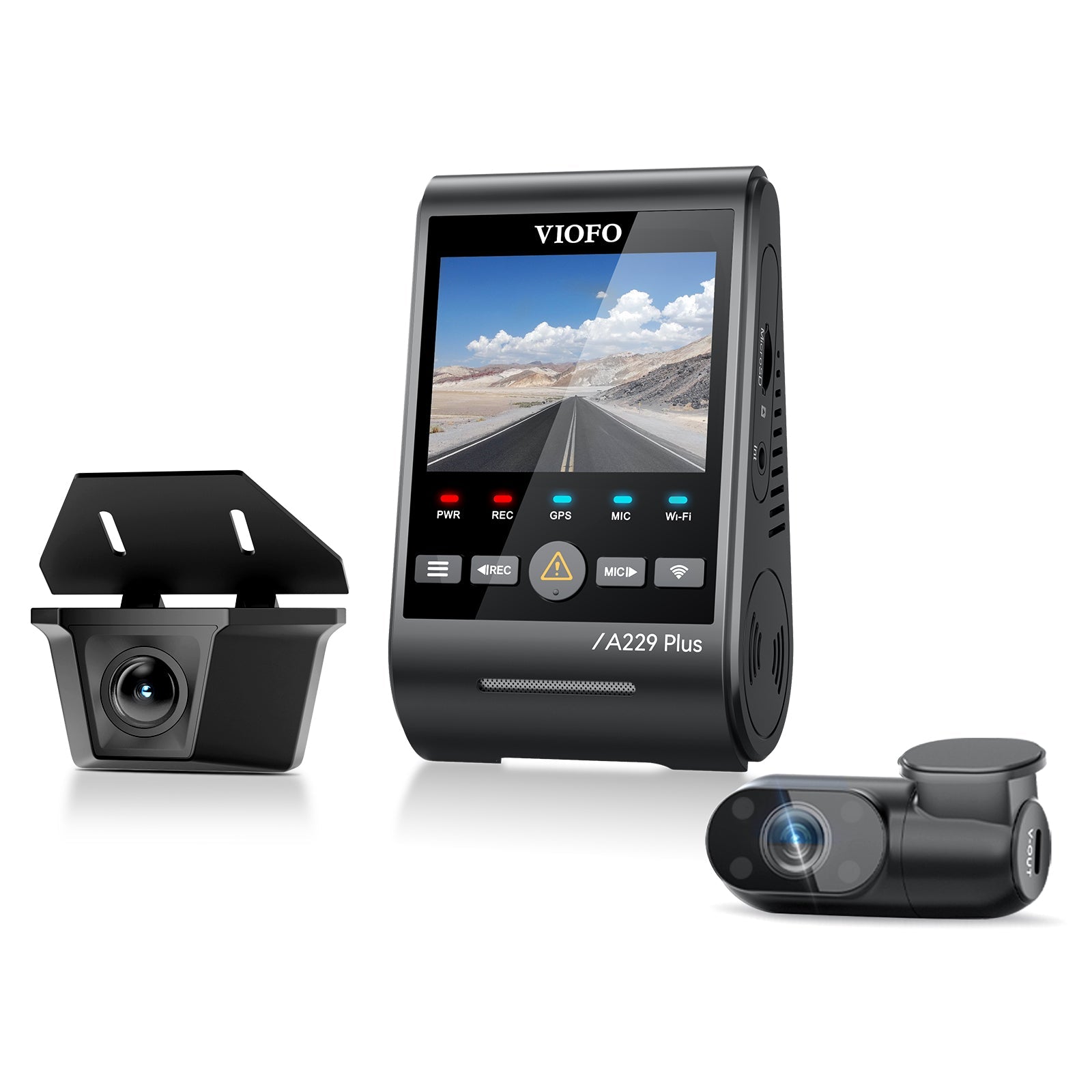 VIOFO A229 Plus - W 3CH 2K Front+2K Waterproof Rear+1080P Infrared Cabin Camera with Sony STARVIS Sensor, 3 - Channel HDR to Capture Both Inside and Outside - Viofo - official