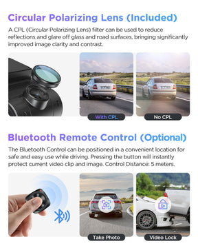 VIOFO A229 Pro 2CH Front and Rear 4K+2K HDR Dual Dash Cam with Sony STARVIS 2 Sensors Super Night Vision Voice Control - Viofo - official